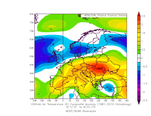 anomalia temperature 1000 hPa estate 2015