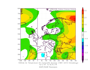 anomalia temperature 1000 hPa estate 2016