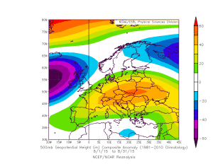 anomalie 500 hPa estate 2015