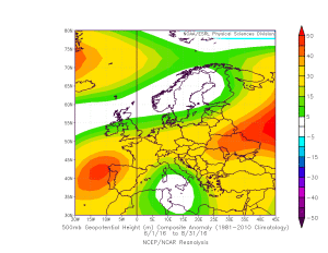 anomalie 500 hPa estate 2016